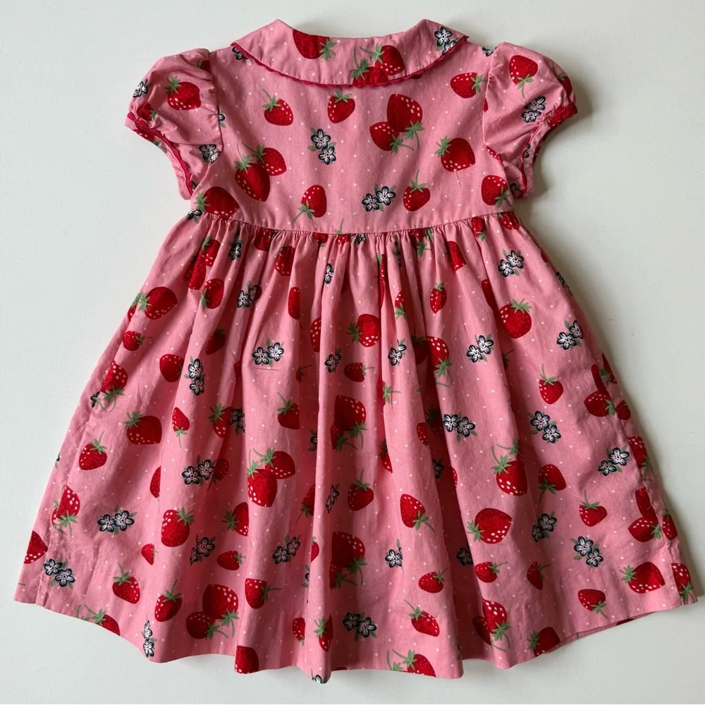 Rachel Riley Strawberry Button-Front Dress - Size 18M - Picture 7 of 13
